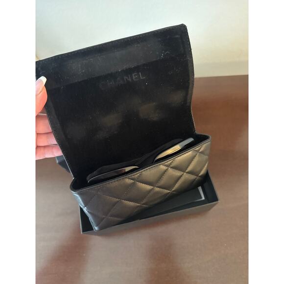 Chanel 5479 501/S4 Sunglasses Polished Black/Gray Lens w/ Gold Heart CC Logo - Picture 7 of 15